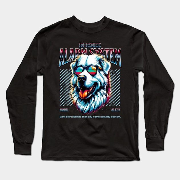 Bark Alert Pyrenean Mountain Dog Long Sleeve T-Shirt by Miami Neon Designs